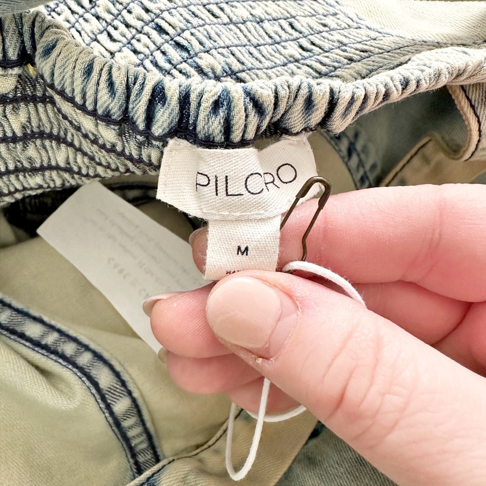 Pilcro Cream Wash Denim Romper with Blue Accents - Picture 8 of 11
